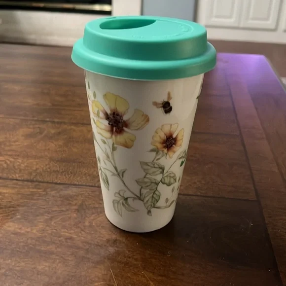 Lenox butterfly meadow traveler coffee or tea mug to go tumbler with lid J. - Picture 3 of 6